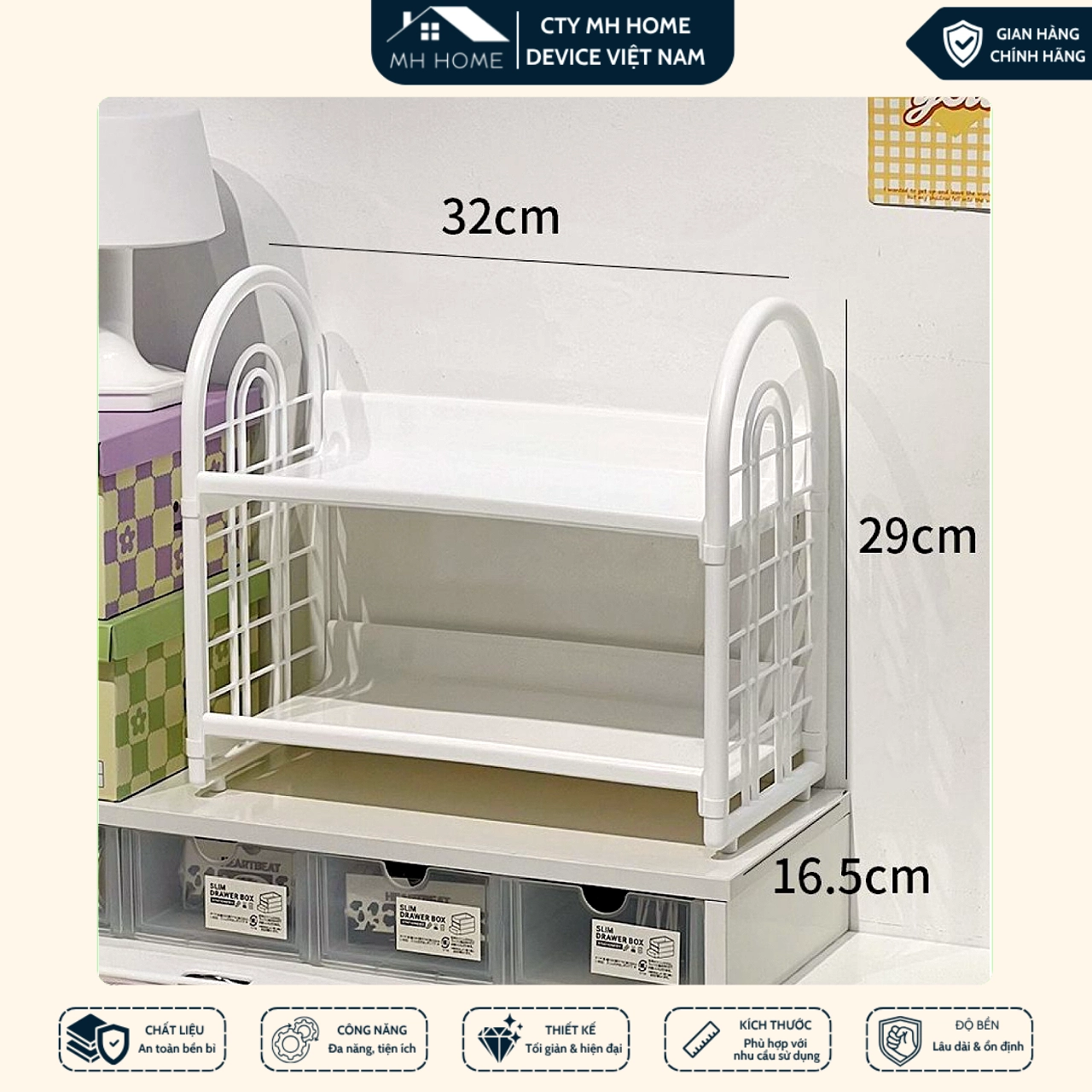 Kệ Đa Năng 2 Tầng Cao Cấp Để Bàn Size Lớn, Kệ Mỹ Phẩm Văn Phòng Tiện Lợi Gọn Gàng Tiết Kiệm Không Gian Hiện Đại